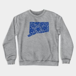 Blue Connecticut State Gift Mandala Yoga CT Art Crewneck Sweatshirt